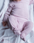Joha Footed Baby Pants - Wool & Silk - Pointelle - Soft Rose Clothing 50