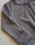 Tothemoon ☾ - Sleep suit - 2 in 1 Foot - With zipper - 100% Wool - Rib - Taupe