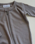 Tothemoon ☾ - Sleep suit - 2 in 1 Foot - With zipper - 100% Wool - Rib - Taupe