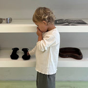 Tothemoon ☾ - Shirt - Long sleeve - Curled ends - Wool & silk - Pointelle - Slim fit