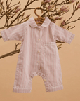 Khasto Baby Sleep Suit - Cotton Cashmere Sleep Suit Jaipur Red Stripe / Newborn
