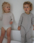 Tothemoon ☾ Tothemoon ☾ - Sleep suit - 2 in 1 Foot - Wool & silk - Needle pattern - Dove Clothing 50