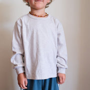 Shirt - Long sleeve - Cuffed sleeves - Organic cotton - Light grey