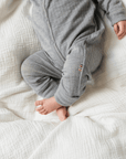 Joha Sleep Suit - 100% Wool - 2 in 1 Foot - Light Grey Melange Rompers and suits 50
