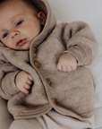 Engel Natur Hooded jacket - 100% Virgin wool - Oversized fit - Sand melange Clothing Sand Melange / 50/56
