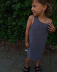 Ziggy dress - V-shaped back - 100% Cotton - Handmade in Holland - Charcoal