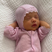 Bonnet - Wool & silk - Pointelle - Soft Rose