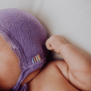 Joha Bonnet - Wool & silk - Pointelle - Purple Clothing 37cm