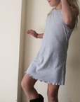 Tothemoon ☾ - Strap dress - Curled ends - Organic cotton - Light grey