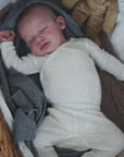 Tothemoon ☾ Tothemoon ☾ - Footed baby pants - Wool & silk - Needle pattern - Natural Clothing 50