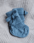 Hirsch Natur Newborn socks - 100% Organic Wool - Baby blue Booties 0-3m