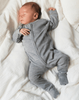 Joha Sleep Suit - 100% Wool - 2 in 1 Foot - Light Grey Melange Rompers and suits 50