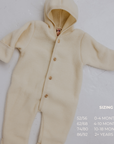 Engel Natur Hooded overall - 100% Virgin wool - Oversized fit - Natural Clothing 50/56