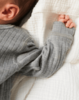 Joha Sleep Suit - 100% Wool - 2 in 1 Foot - Light Grey Melange Rompers and suits 50