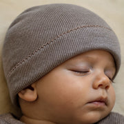 Newborn Mutsje - 100% Wol - Rib -Taupe