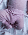 Joha Footed Baby Pants - Wool & Silk - Pointelle - Soft Rose Clothing 50