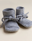 Hvid Hvid Booties - 100% Merino wool Booties Grey melange / 0-9m