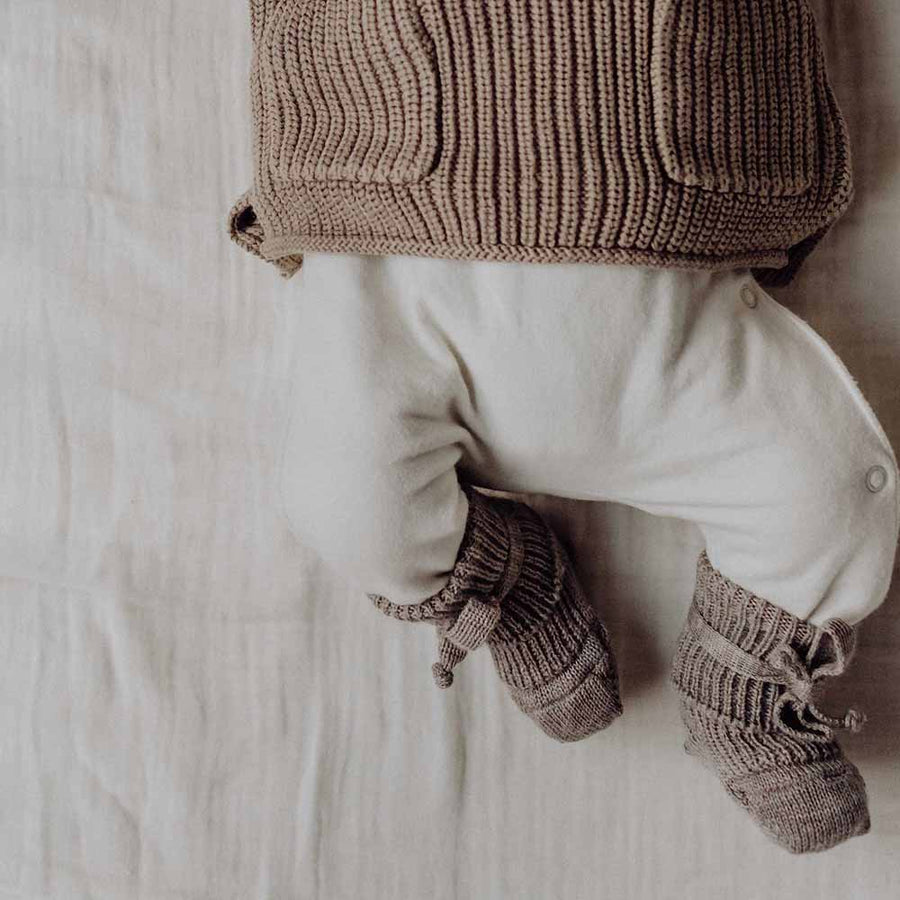 Baby socks - 100% Organic wool - Sesame