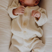 Joha Cardigan - Ribbed - 100% Wool - Cream Clothing 50