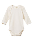 Nature Baby NZ Longsleeve Romper - Pointelle - Organic Cotton Rompers and suits Natural / 0-3m