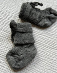 Hirsch Natur Newborn socks - 100% Organic wool - Dark grey Booties Dark Grey