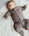 Joha Sleep Suit - 100% Wool - 2 in 1 Foot - Sesame Melange Rompers and suits 40