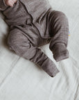 Joha Sleep Suit - 100% Wool - 2 in 1 Foot - Sesame Melange Rompers and suits 40