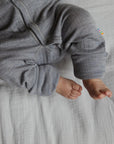 Joha Sleep Suit - 100% Wool - 2 in 1 Foot - Light Grey Melange Rompers and suits 50