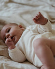 Nature Baby NZ Longsleeve Romper - Pointelle - Organic Cotton Rompers and suits Natural / 0-3m