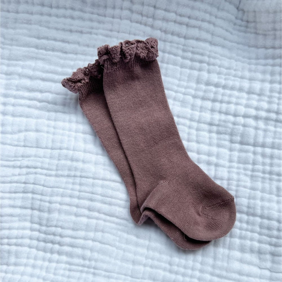 Ruffle Knee Socks - Earthy Colors