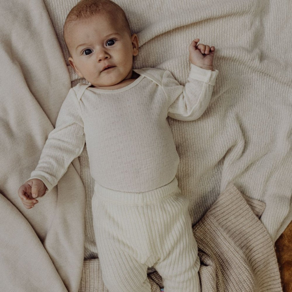 Nature Baby Body Long sleeve Merino wool Pointelle