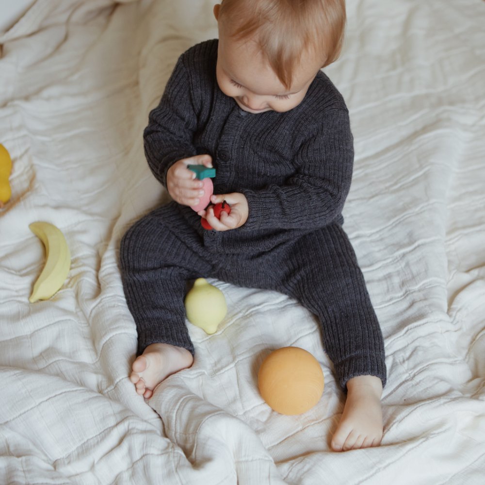 Joha Baby Pants - Ribbed - 100% Wool - Dark Grey Clothing 50