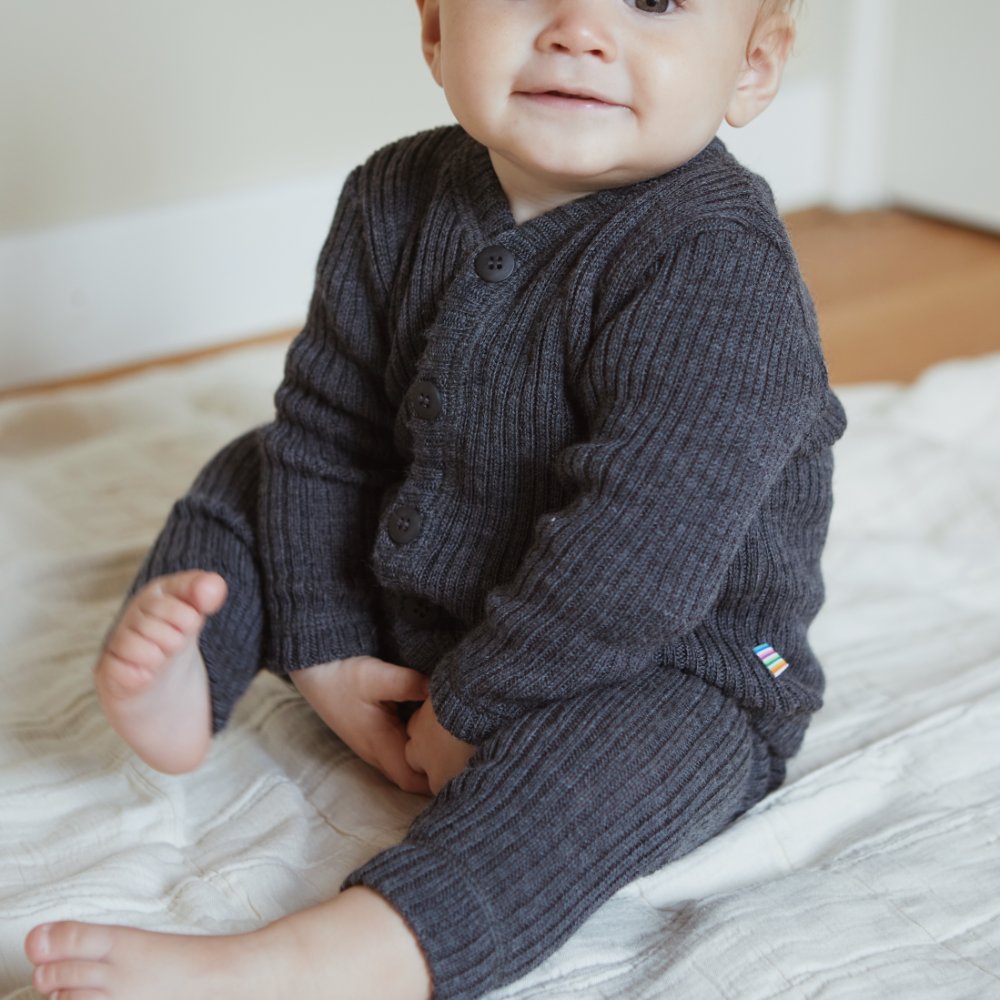 Joha Cardigan - Ribbed - 100% Wool - Dark Grey Clothing 50