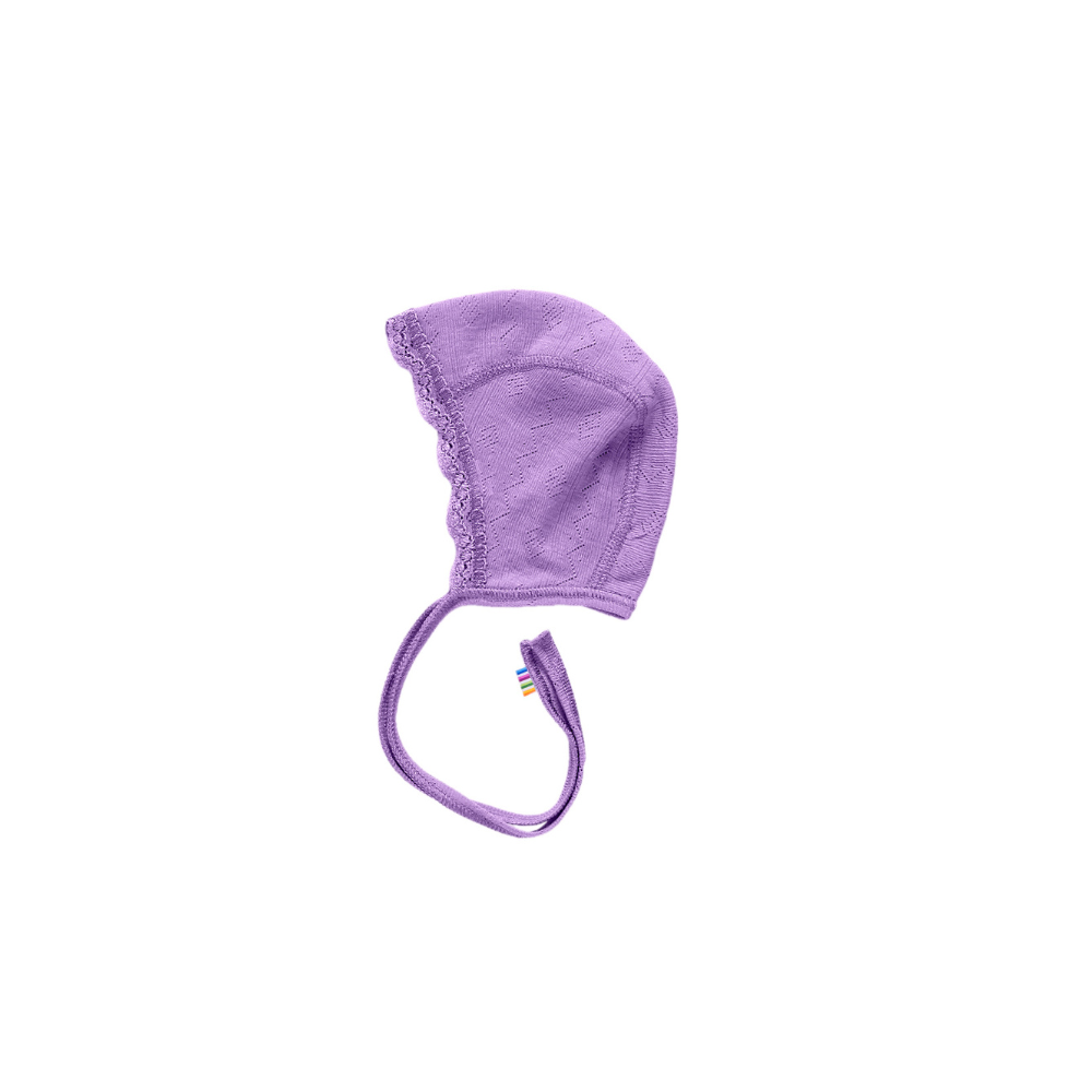 Joha Bonnet - Wool & silk - Pointelle - Purple Clothing 37cm