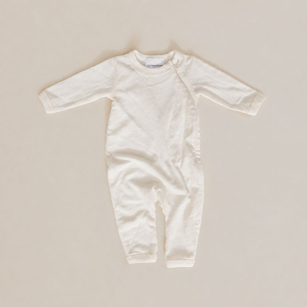 Jumpsuit - With hidden zipper - Wool & silk - Pointelle