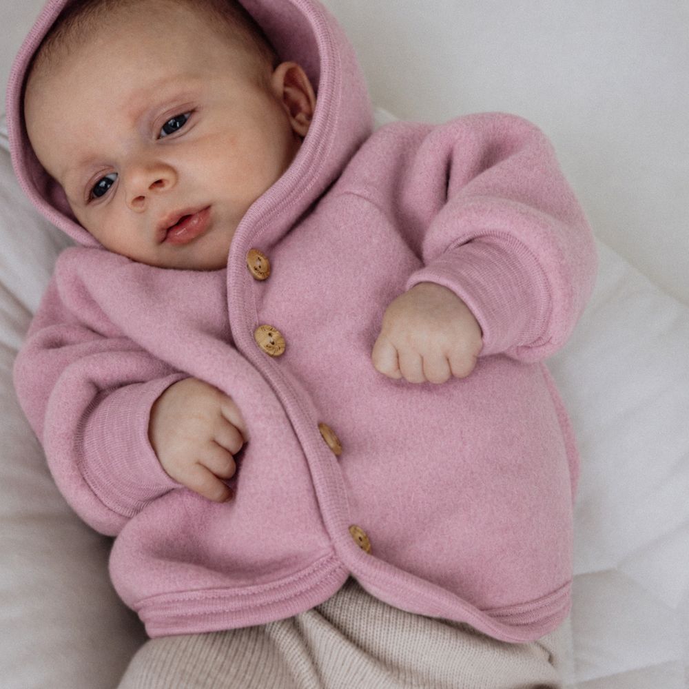 Hooded jacket - 100% Virgin wool - Oversized fit - Rosewood Melange