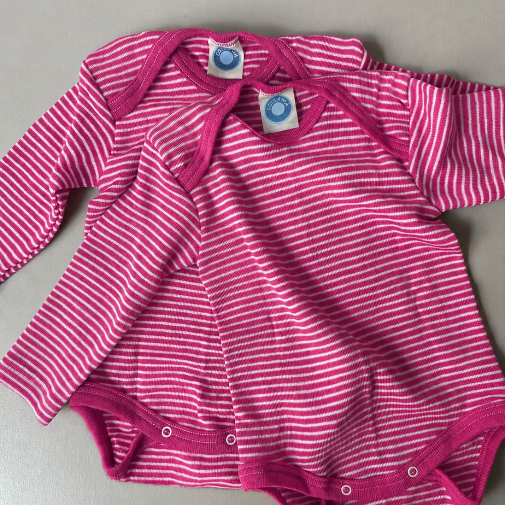 Body - Long sleeve - Wool & Silk - Striped Pink