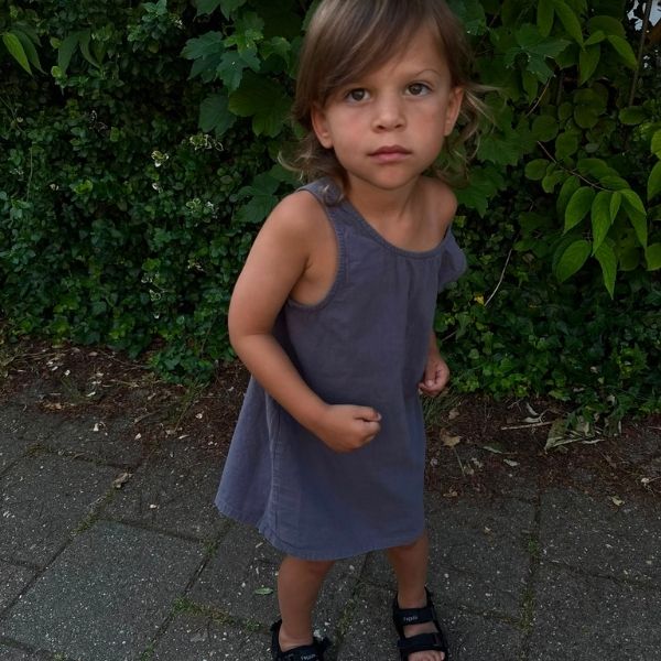 Ziggy dress - V-shaped back - 100% Cotton - Handmade in Holland - Charcoal