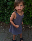 Ziggy dress - V-shaped back - 100% Cotton - Handmade in Holland - Charcoal