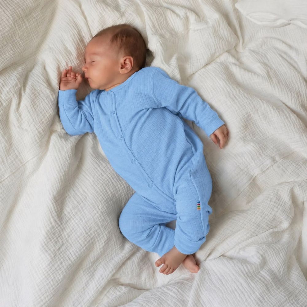Sleep Suit - 100% Wool - 2 in 1 Foot - Light Blue
