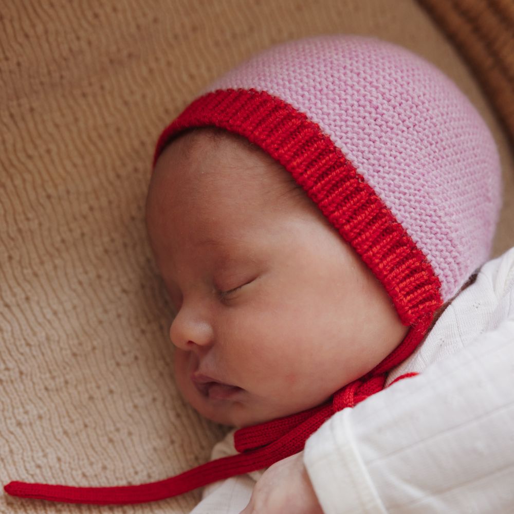 Hvid - Baby Bonnet - 100% Merino wool