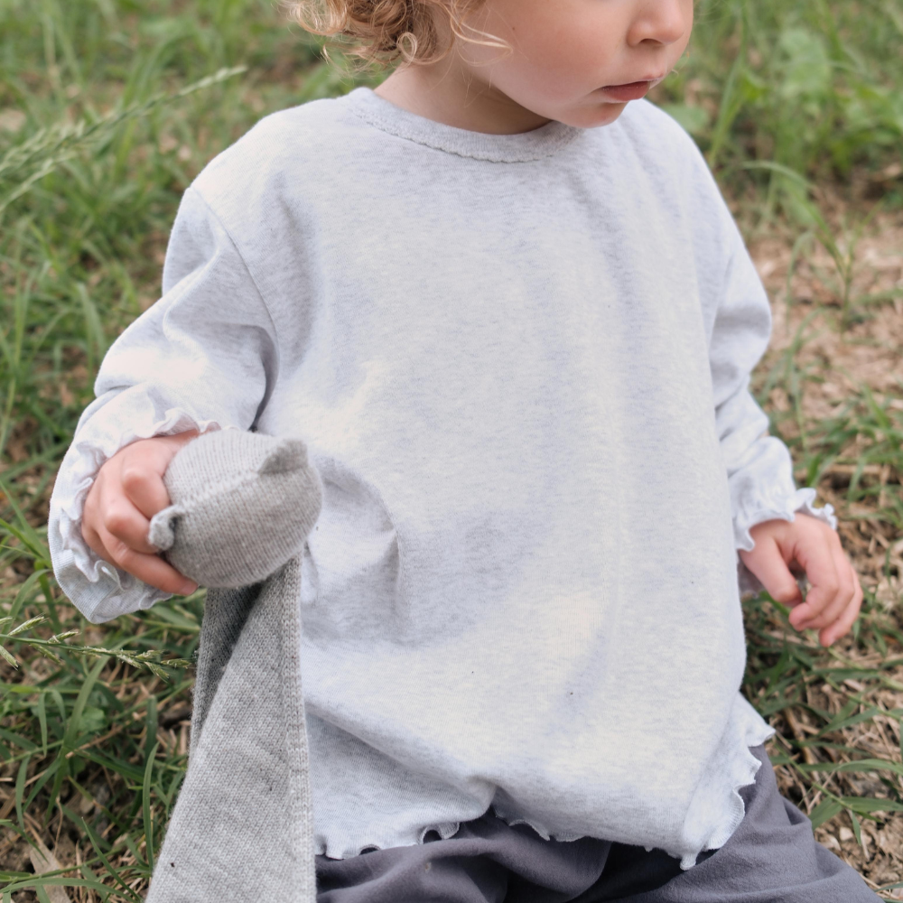 Shirt - Long sleeve - Piquette cuffs - Organic cotton - Light grey
