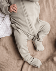 Tothemoon ☾ - Sleep suit - 2 in 1 Foot - With zipper - Wool & silk - Needle pattern - Dove