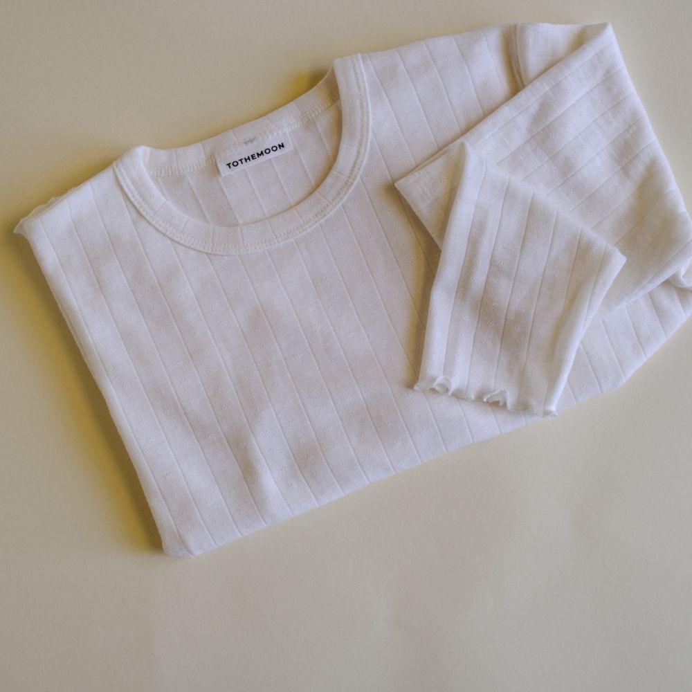 Tothemoon ☾ Tothemoon ☾ - Shirt - Wide fit - Long sleeve - Curled ends - Wool & silk - Pointelle Clothing 80