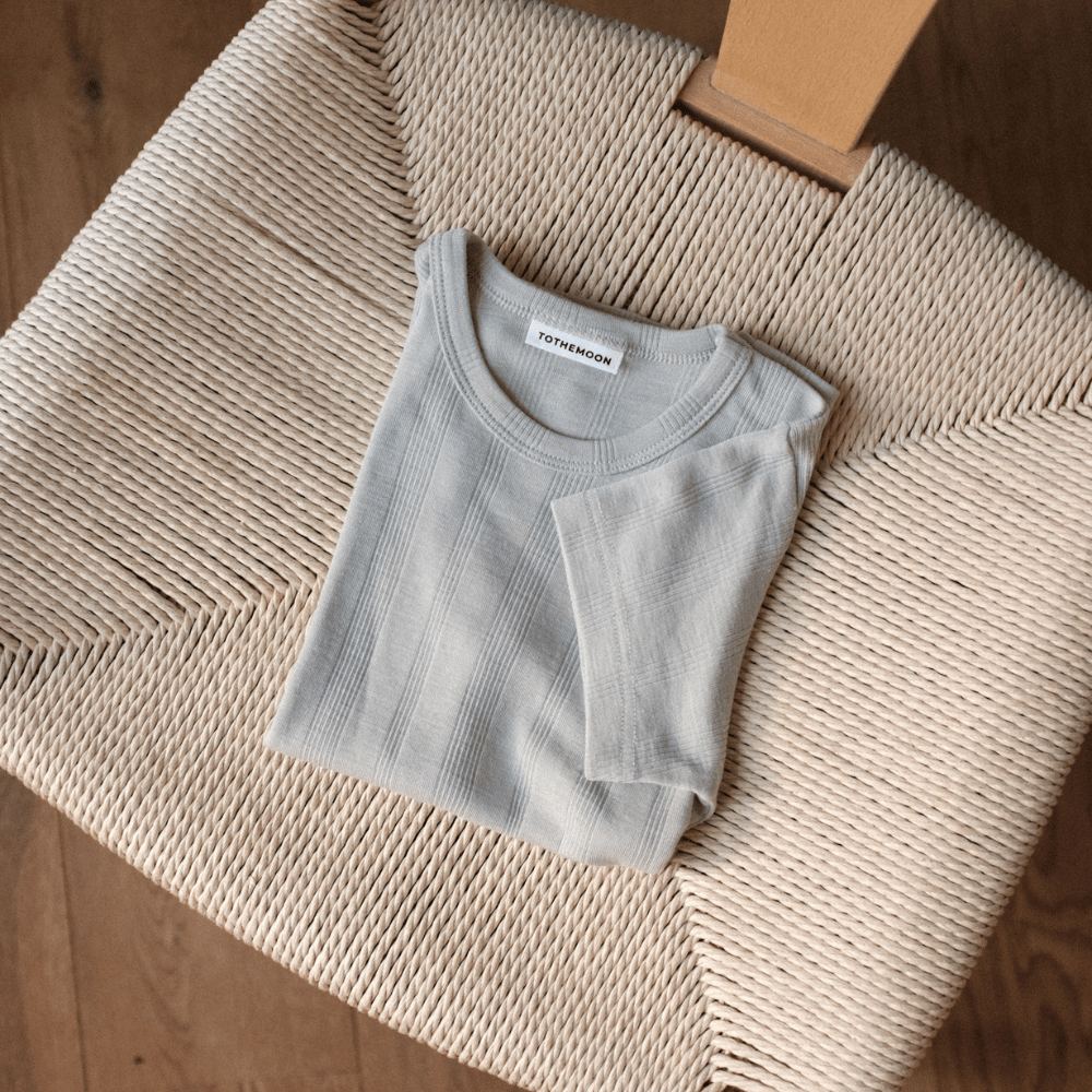 Tothemoon ☾ Tothemoon ☾ - Shirt - Short sleeve - Wool & silk - Needle pattern - Dove Clothing 86/92