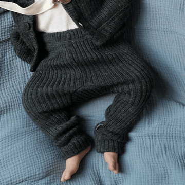 Joha Baby Pants - Ribbed - 100% Wool - Dark Grey Clothing 50