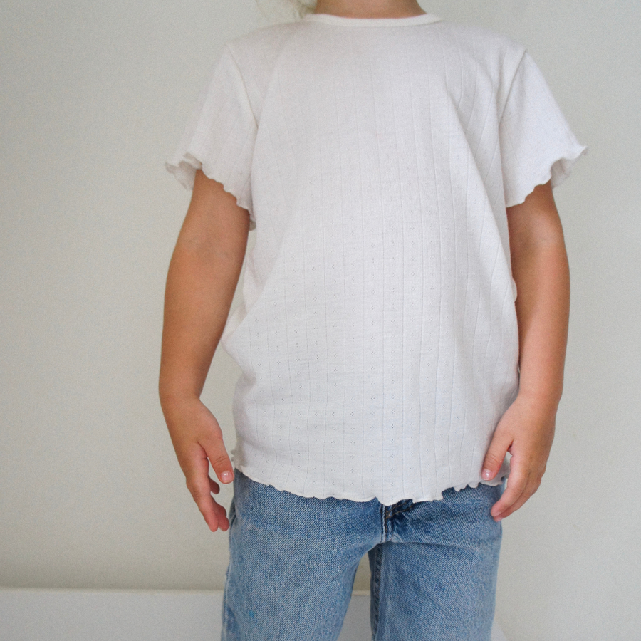 Tothemoon ☾ - Shirt - Short sleeve - Curled ends - Wool & silk - Pointelle