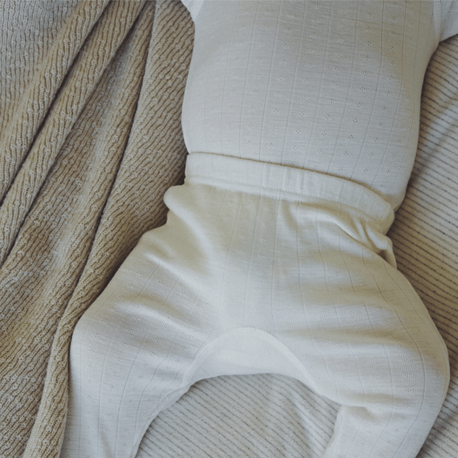 Tothemoon ☾ - Footed baby pants - Wool & silk - Pointelle