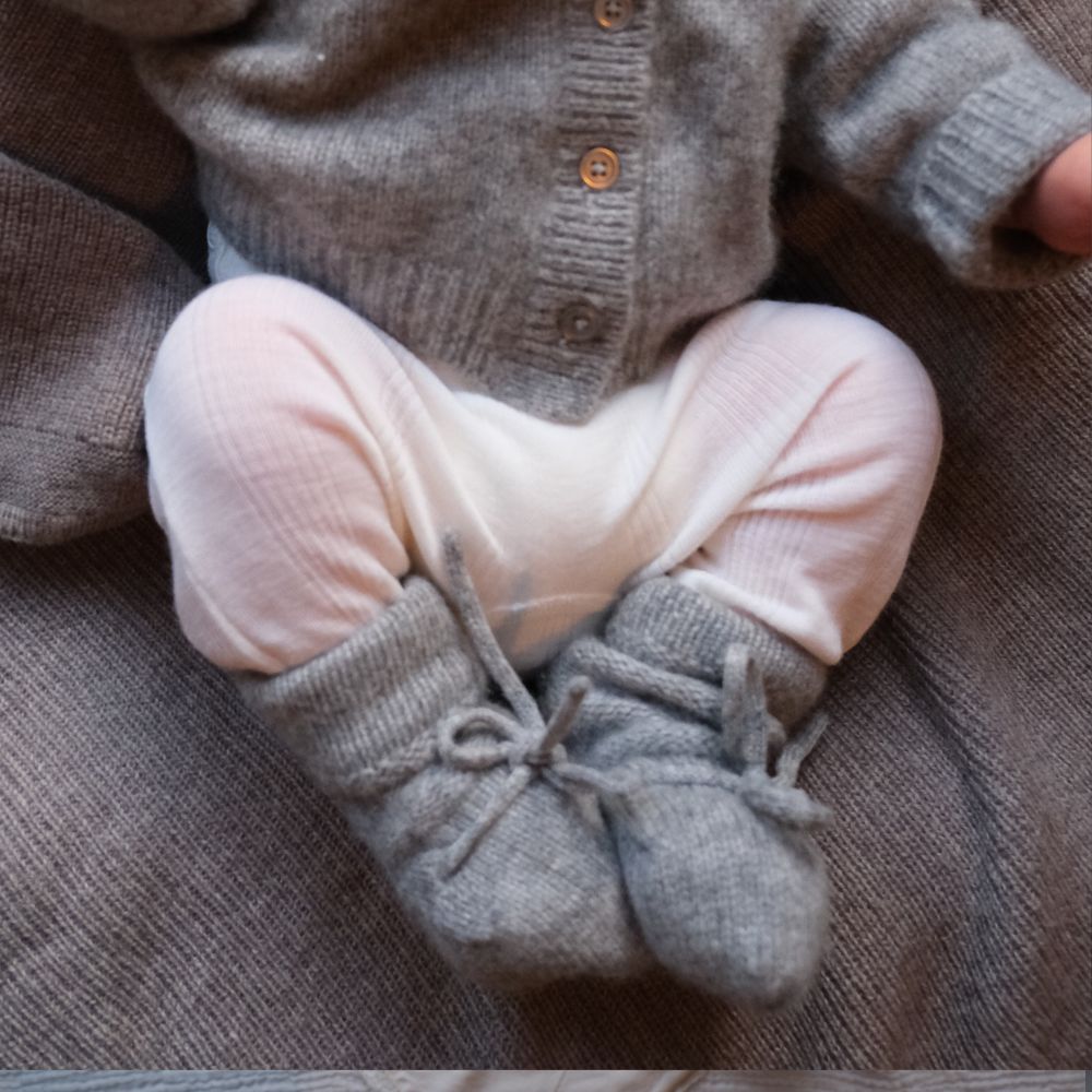 Tothemoon ☾ - Baby broekje met voetjes - Wol & zijde - Needle pattern - Naturel