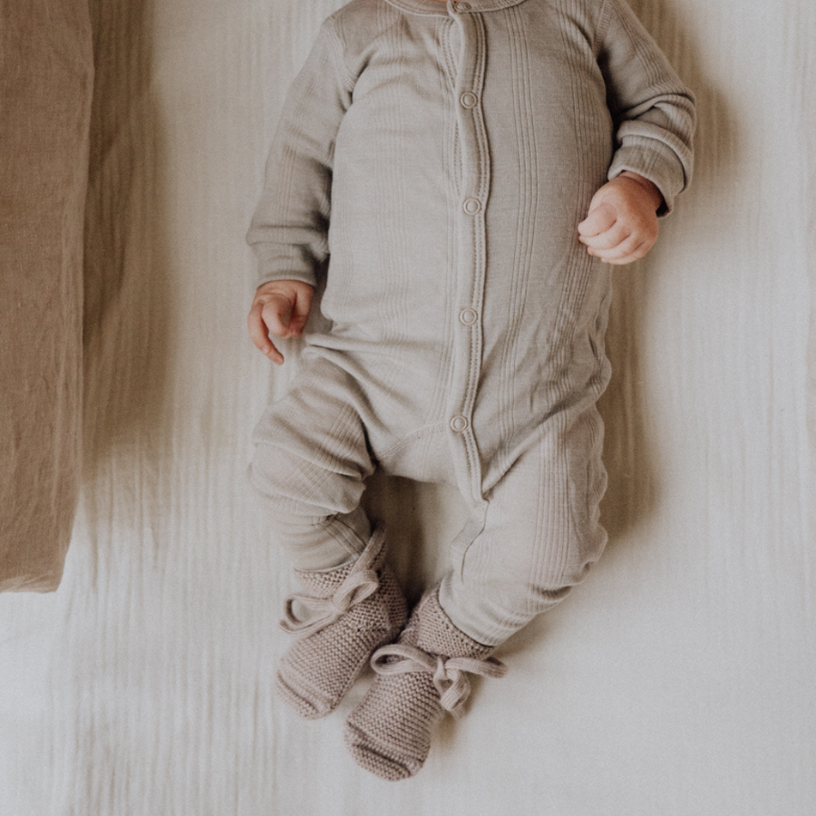 Tothemoon ☾ - Sleep suit - 2 in 1 Foot - Wool & silk - Dove